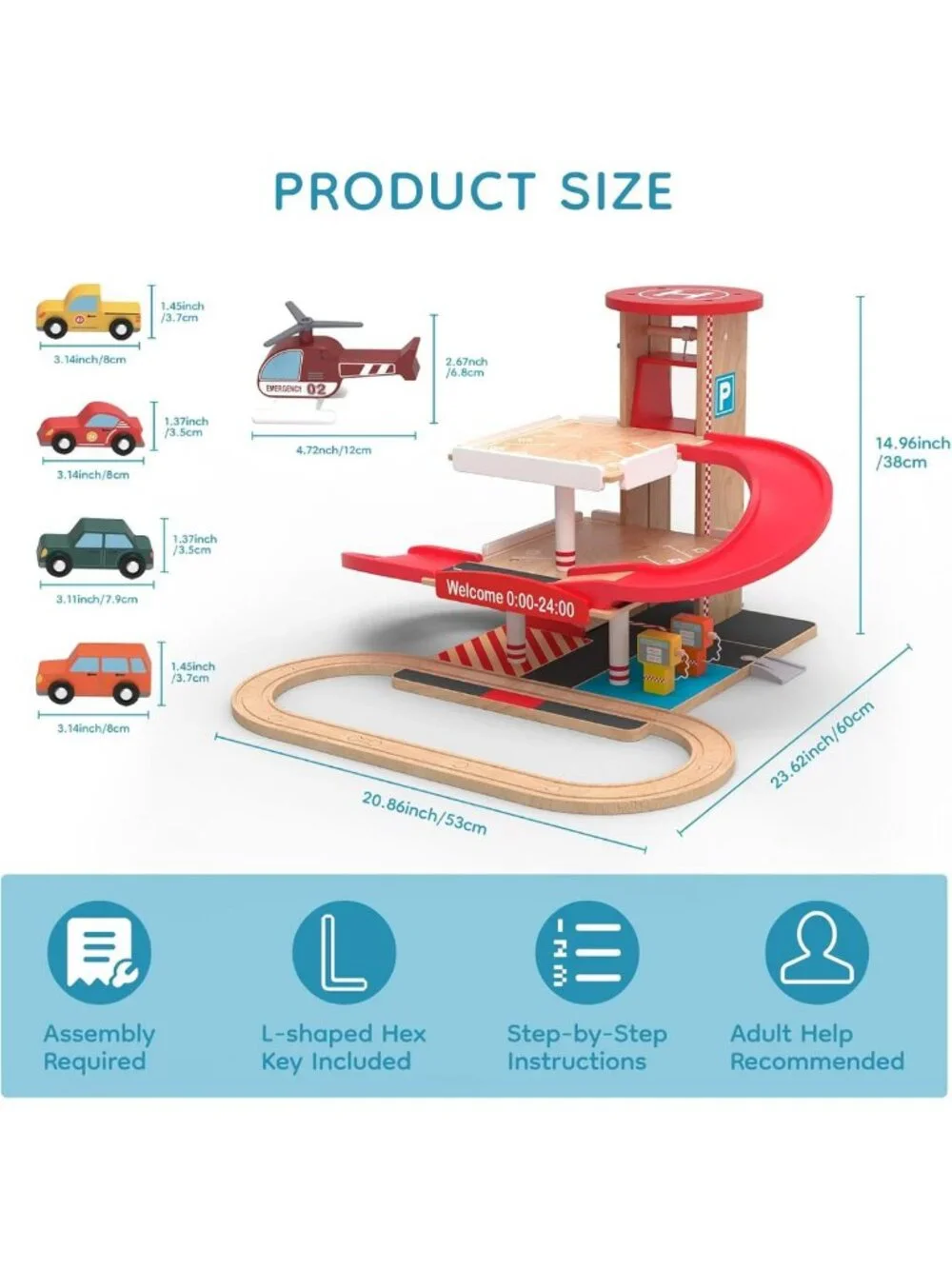 Wooden Parking Garage Toy Set for Toddlers | Fun & Educational Play for Ages 3-5